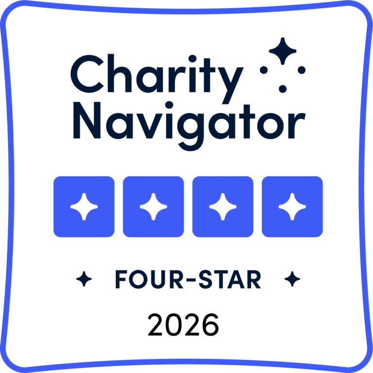 Charity Navigator four-star rating badge 2026.